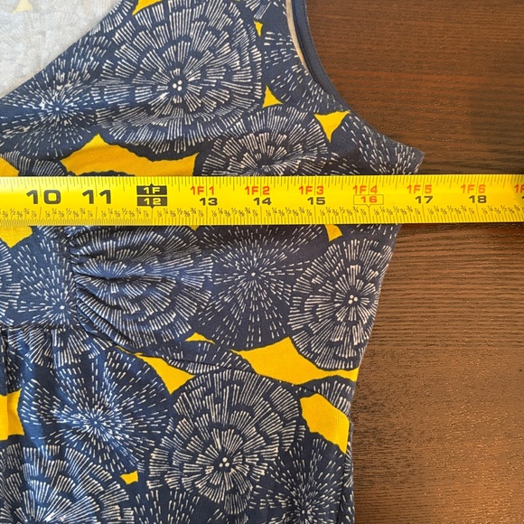 Boden Blue and Yellow Patterned V-Neck Midi Sixe US10 - Picture 10 of 12